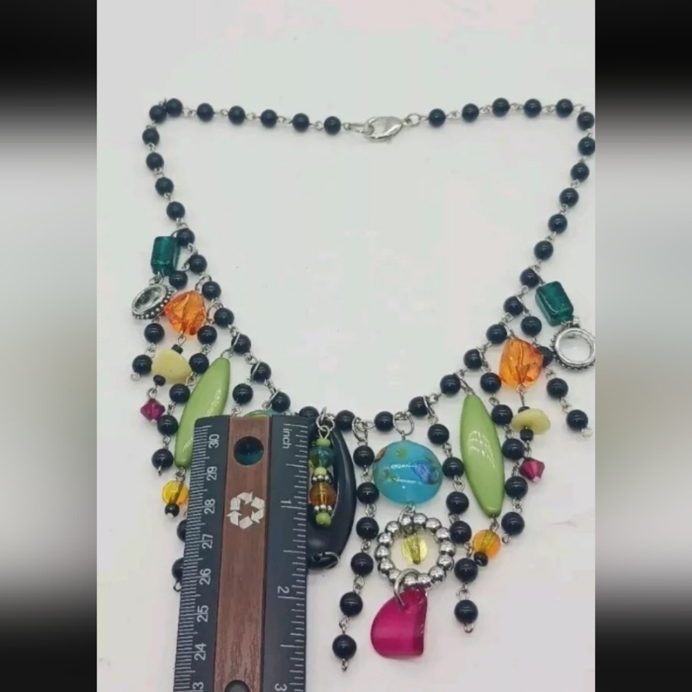 Multicolor Gemstone Style Cascading Dangle Statem… - image 3